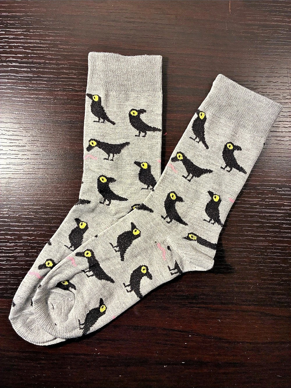 Bird Pattern Socks Gray & Black NWT